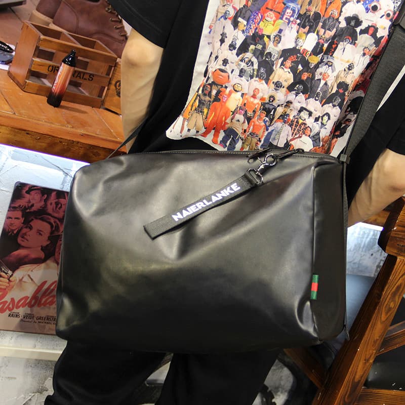 Bolsa masculina de grande capacidade, bolsa de ginástica em tecido espesso, atualização, à prova d'água, zíper, retrô, b