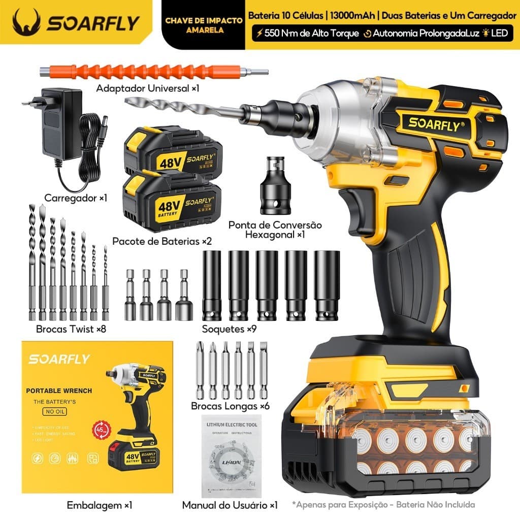 Chave De Impacto Brushless Profissional 2 Bateria 550Nm