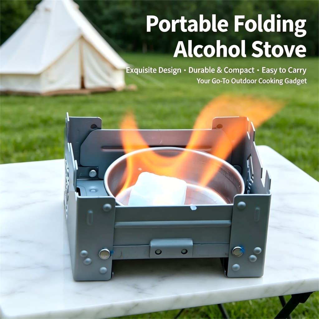 Fogão a álcool ao ar livre acampamento portátil fogão a álcool sólido alemão dobrável fogão cassete dobrável