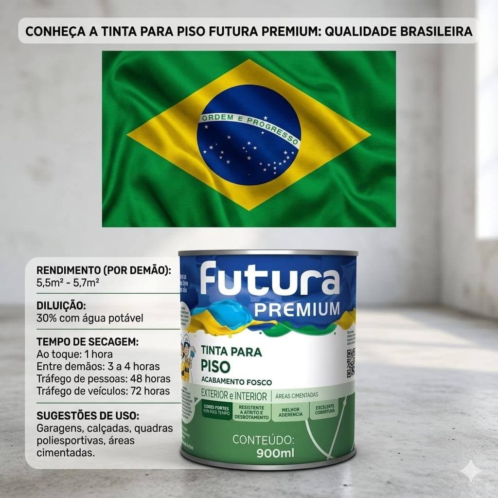 Tinta Para Pisos Lavável Futura Alta Resistência 900ml Cores