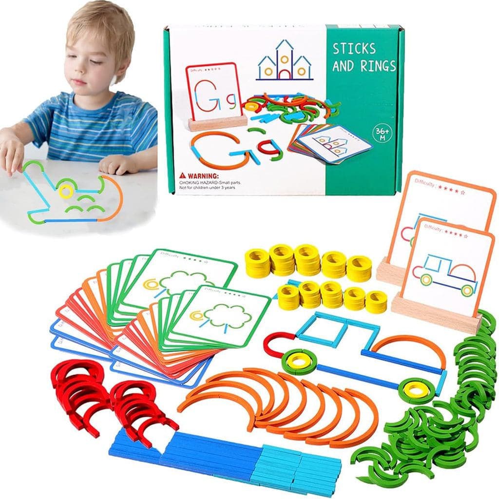 Adoráveis Bastões Inteligentes Montessori De 142 Unidades , Para Crianças , Palitos De Madeira E Jogo De Quebra-Cabeça D