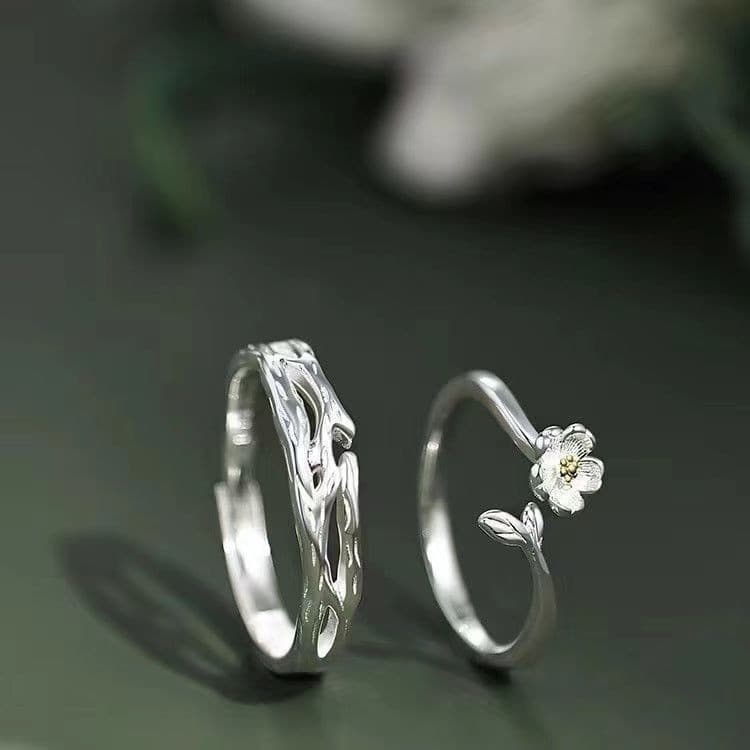 S999 prata esterlina Moli jasmim casal anel masculino feminino nicho simples luz luxo anel aberto