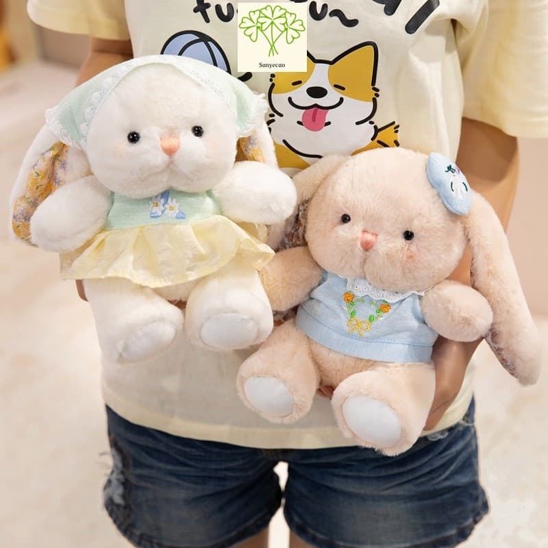 Sanyechaocute Boneca De Pelúcia De Coelho Com Orelhas Caídas Usando Roupas , Brinquedo , Figura Calmante , Presente De A