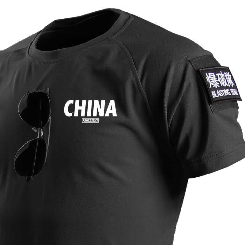 Terno de treinamento físico superior de manga curta masculino verão ventilador militar ao ar livre preto forças especiai