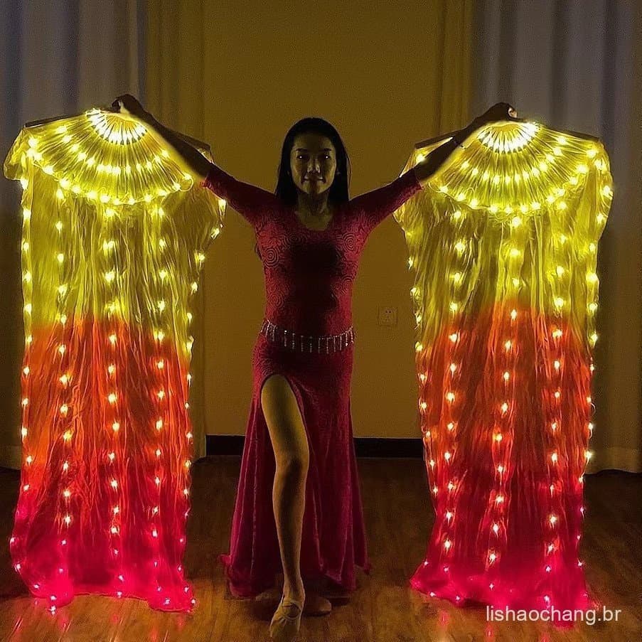 1 Pedaço Vermelho E Amarelo Mudança Graduamente De Desempenho De Dança De Ventilador Luminoso LED