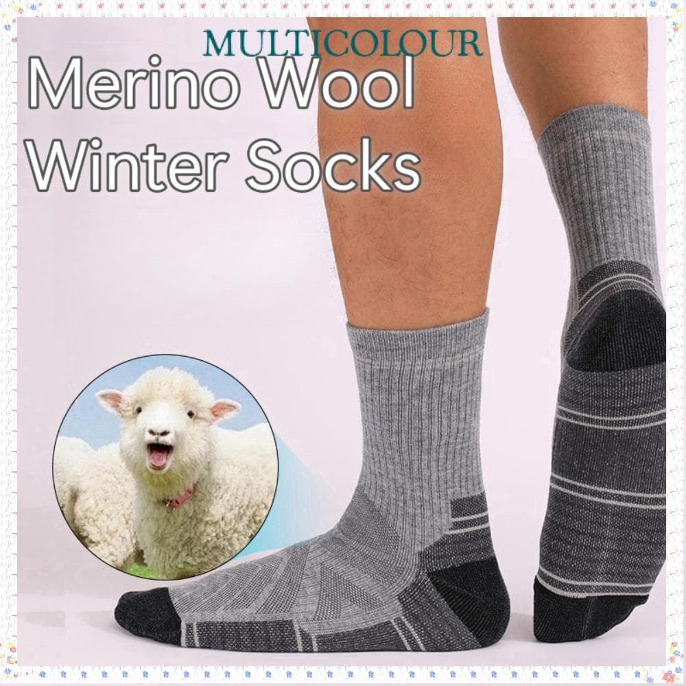 Meias De Lã Merino Multicolor , Curtas Quentes Para Trekking Antiderrapantes E Confortáveis Esqui Ao Ar Livre