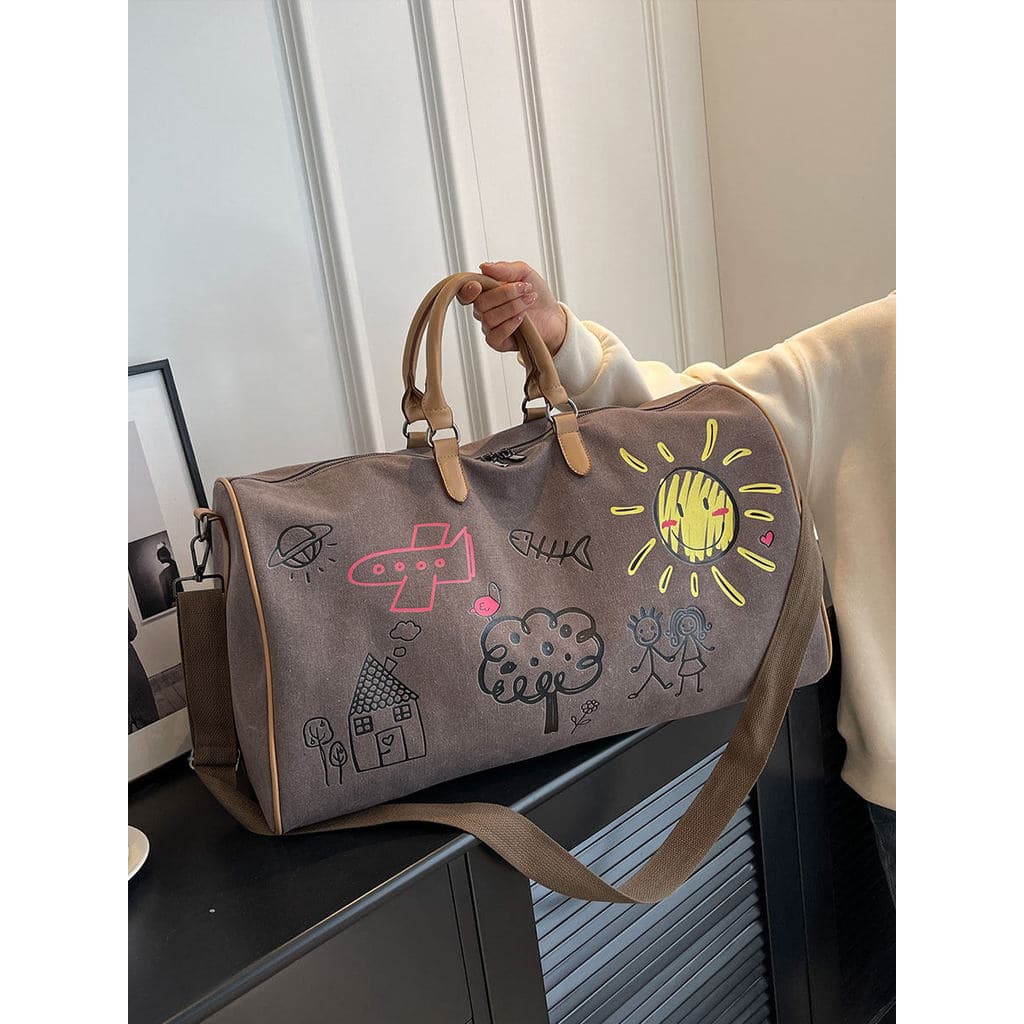 Designer saco de lona outono inverno grande capacidade saco de viagem de curta distância feminino leve saco de bagagem d