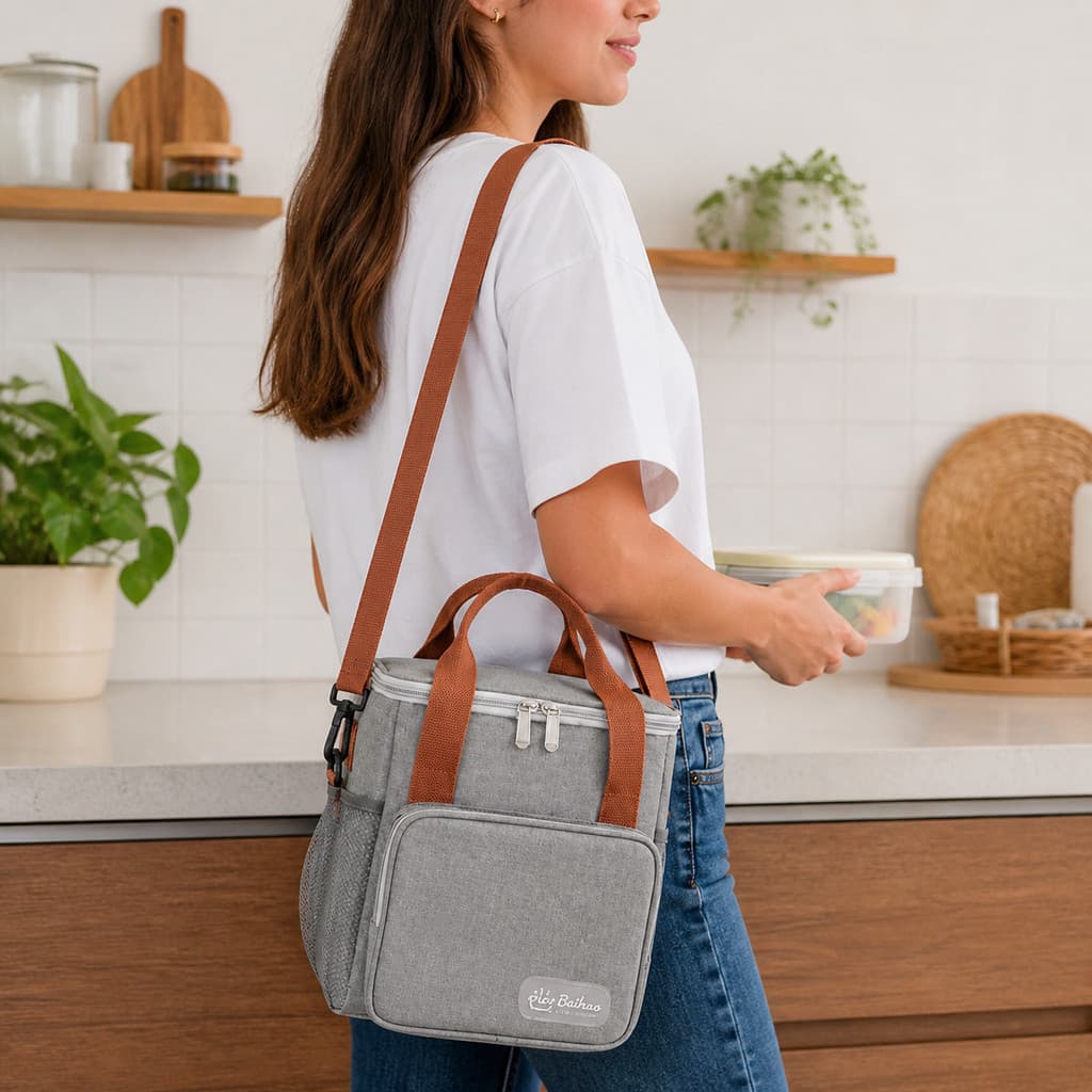 Bolsa Térmica Premium Dupla Alça Lancheira Fitness Impermeável Marmita Trabalho Academia 7L Conserva Quente/Frio