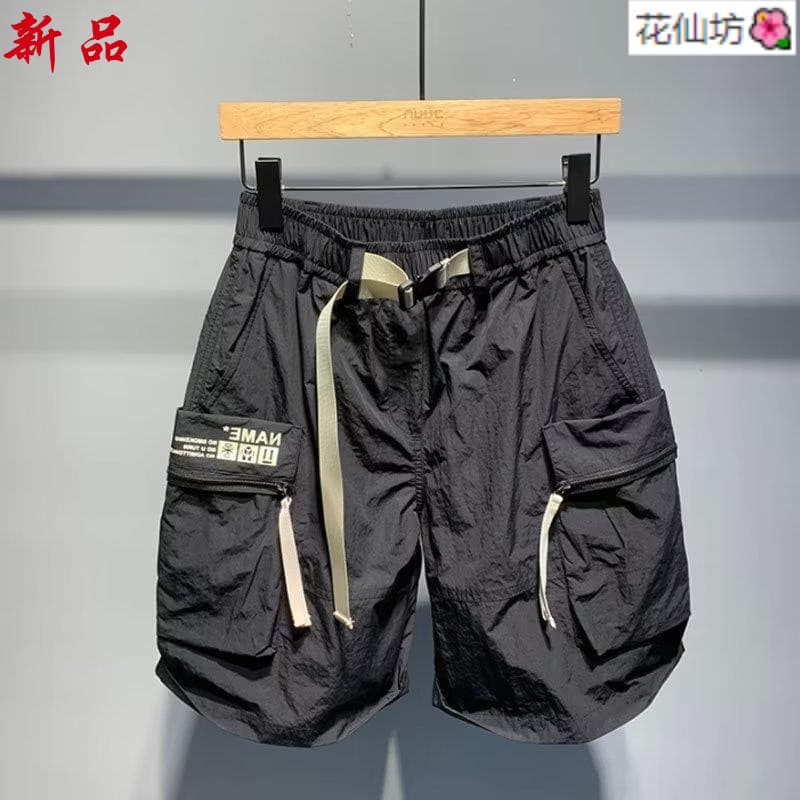 Verão japonês shorts masculino costura impresso solto rendas shorts casuais na moda macacão masculino shorts