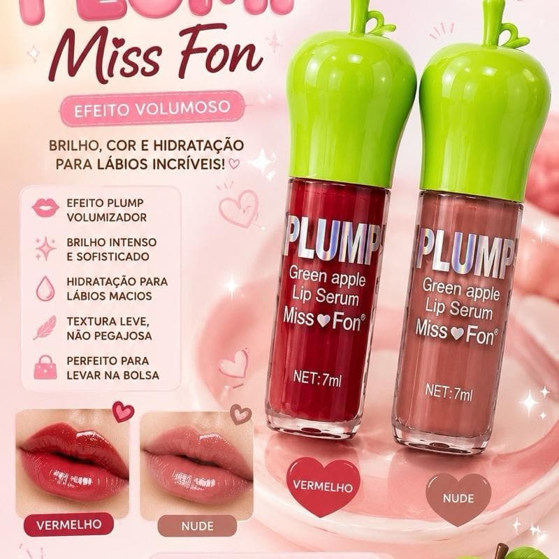 Gloss Plump Miss Fon Green Apple  Brilho Intenso 7ml