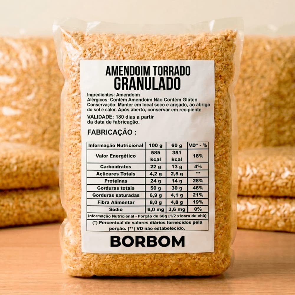 2Kg Amendoim Triturado Torrado Natural Sem Sal