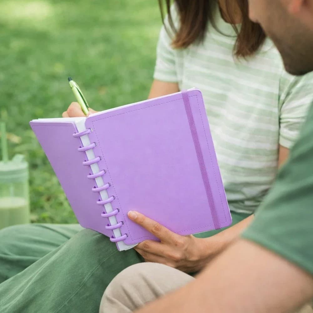 Caderno Capa Dura Disco Reposicionável Médio Estudo Escolar Folhas Intercambiáveis Universitário