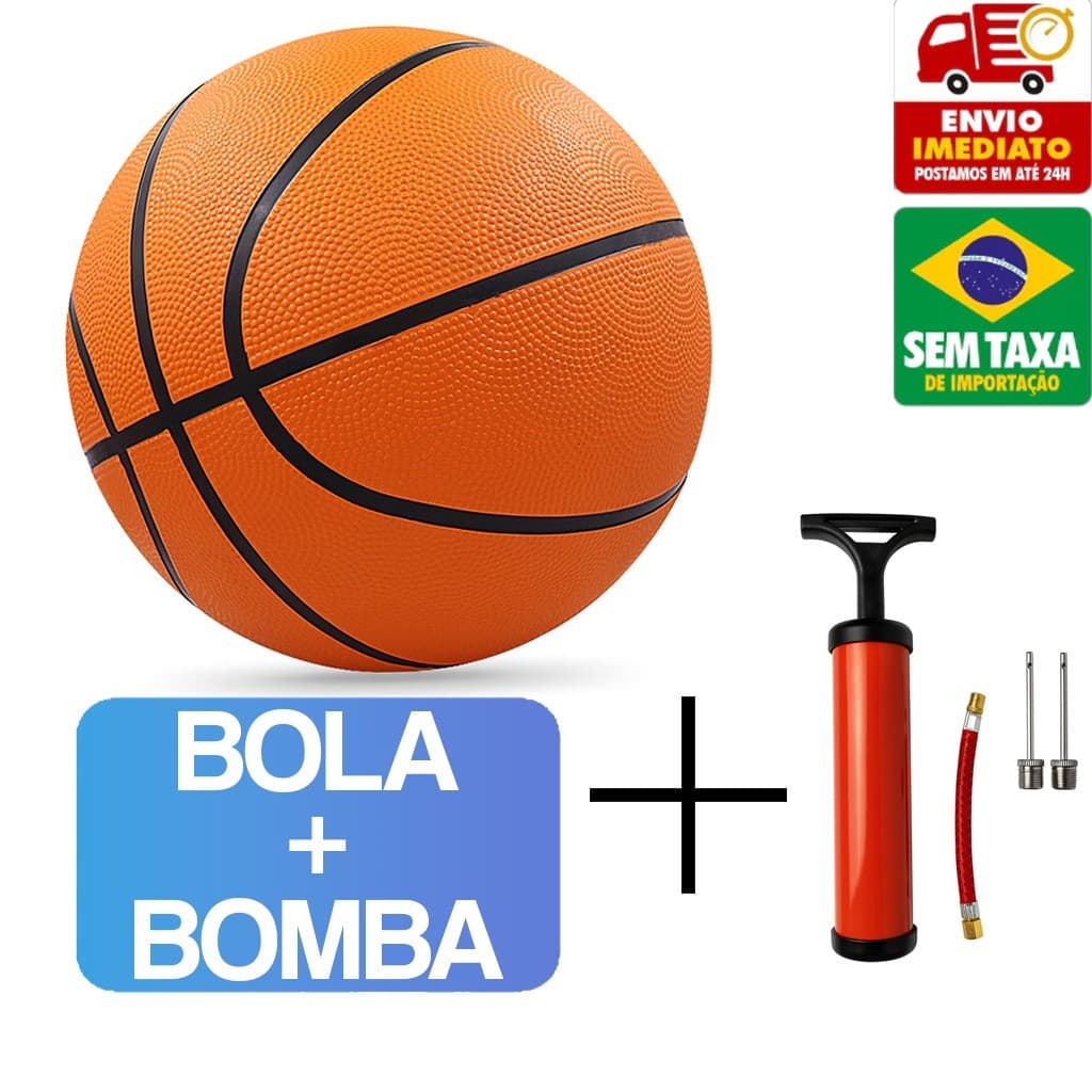 Bola de Basquete + Bomba de Encher Ar Tamanho Oficial Nº7 Profissional Borracha Resistente Filial