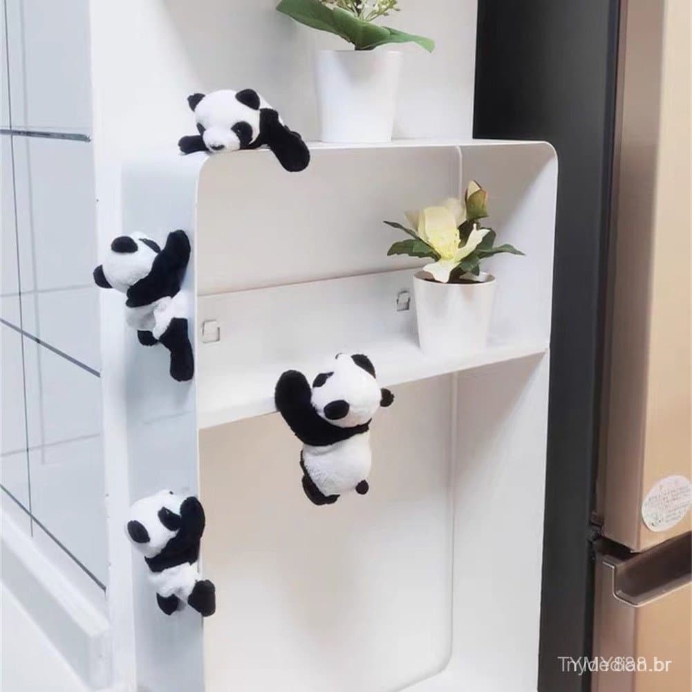 1/2/3/5pcs Ímã de Geladeira de Panda de Pelúcia Macia e Fofa, Adesivo Forte, Decoração de Casa, Souvenirs A