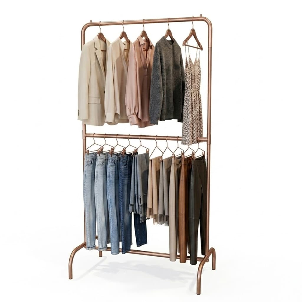 Arara Desfile Dupla  Dobravel 80cm - Cabideiro Organizador Para  Lojas - ROSE