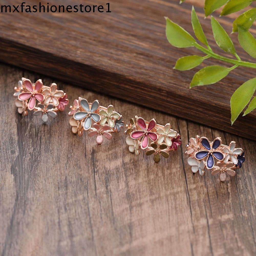 Anel De Flor MXFASHIONE , Elástico De Óleo De Pintura Multicolorida , Joias Da Moda Abertura De Pétalas Étnicas