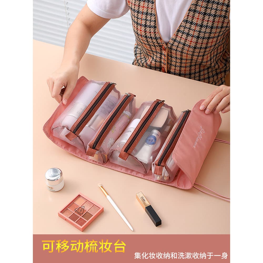 Saco cosmético feminino portátil Liu Yifei mesmo estilo destacável dobrável saco de higiene pessoal de viagem grande cap