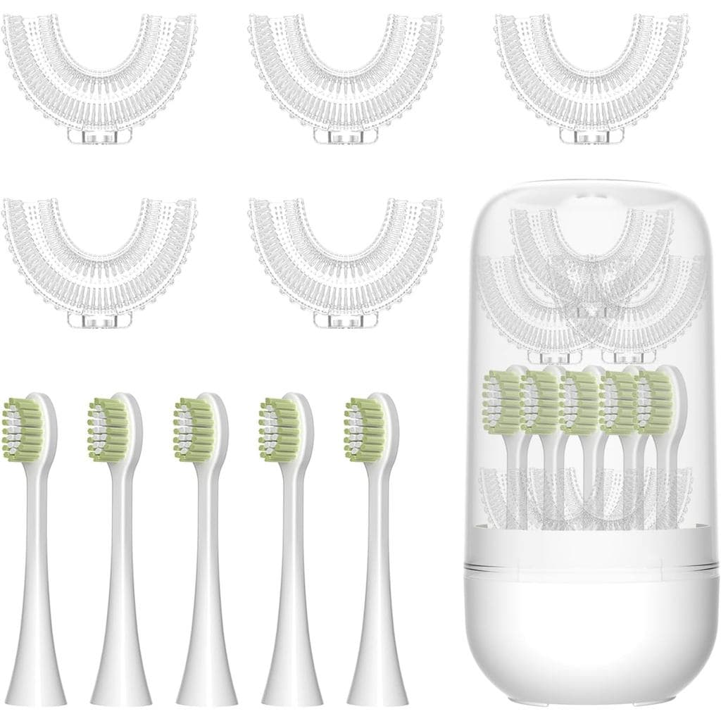 Conjunto de 10 Cabeças de Reposição para Escova de Dentes em Forma de U para Crianças, Incluindo 5 Cabeças de Escova em