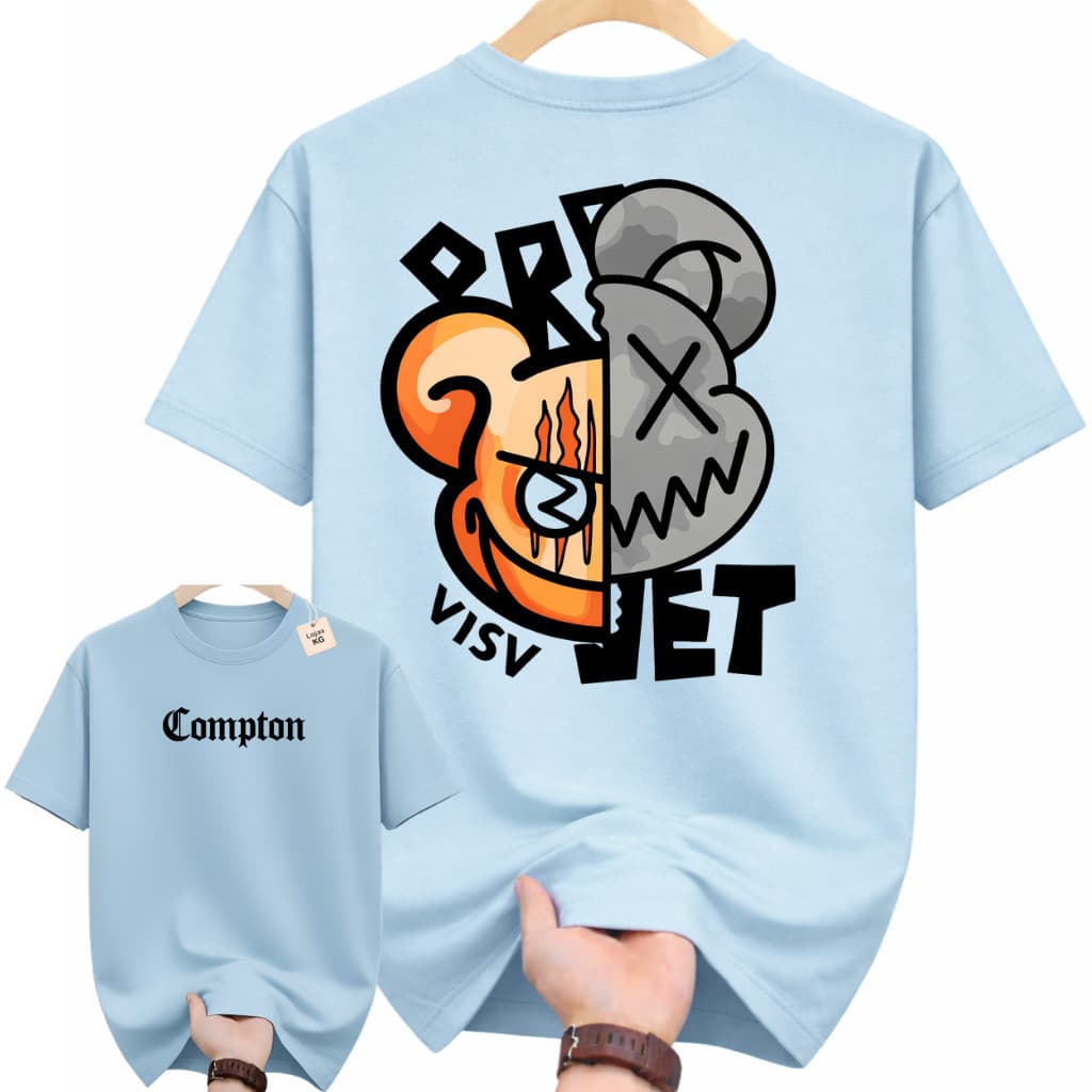 Camiseta Streetwear Masculina Compton Oversized Estampa Premium Frente e Costas