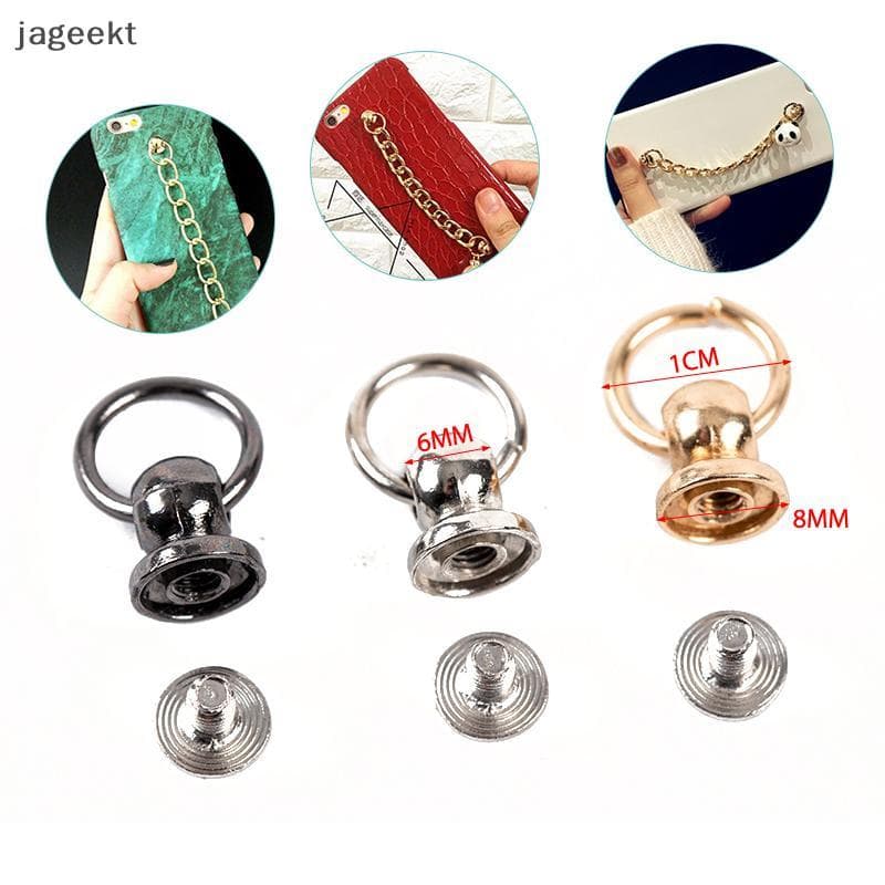 [jageekt] 10 Peças 8mm Botão De Metal O Anel Parafuso Prisioneiro Bolsa Artesanal De Telefone Prego Rebite BR