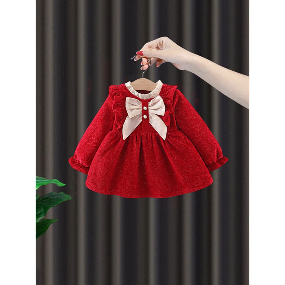 Meninas velo-saia de lã 2025 novo estilo moda crianças vestido de princesa vestido de um ano de idade bebê inverno engro