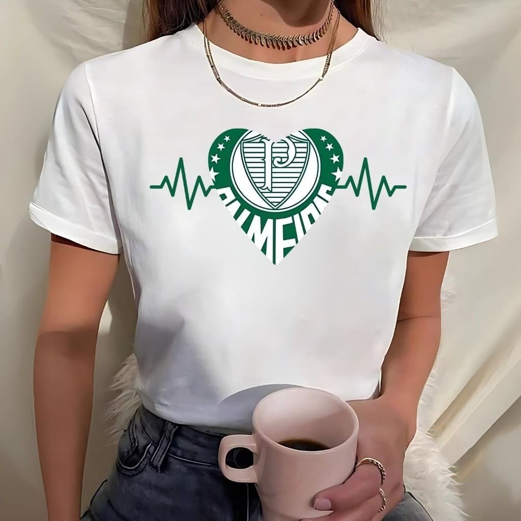 Camisa camisa blusa Palmeiras Feminina Blusa 100%algodão