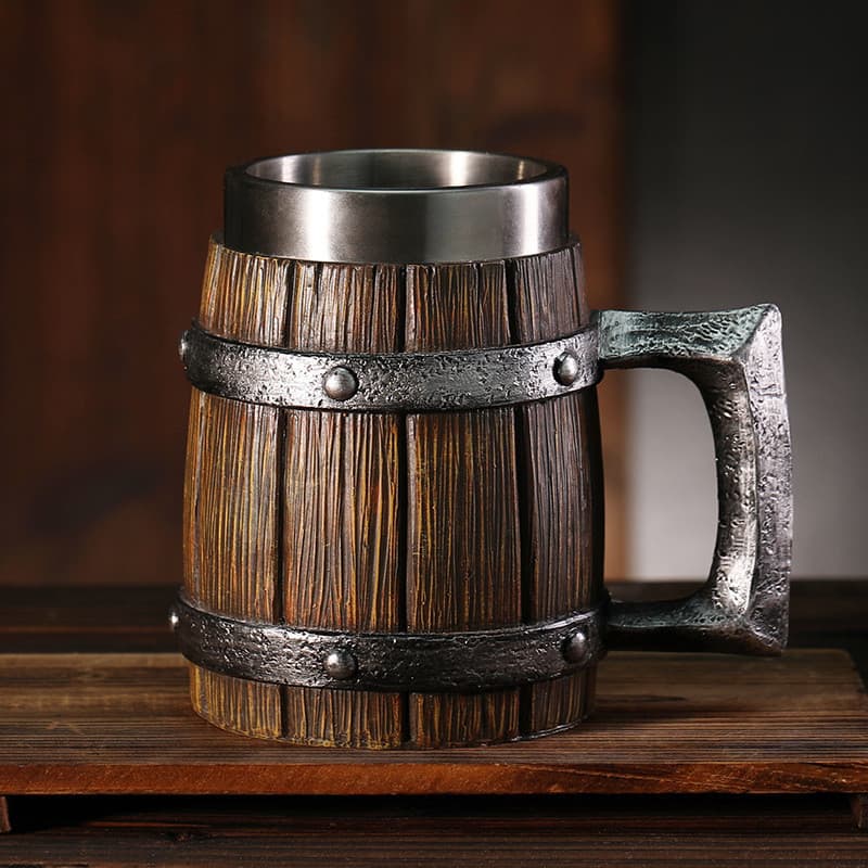 Caneca de cerveja alemã, tamanho grande, barril de madeira, exclusiva, artesanal, imitação de madeira, copo de água, gra