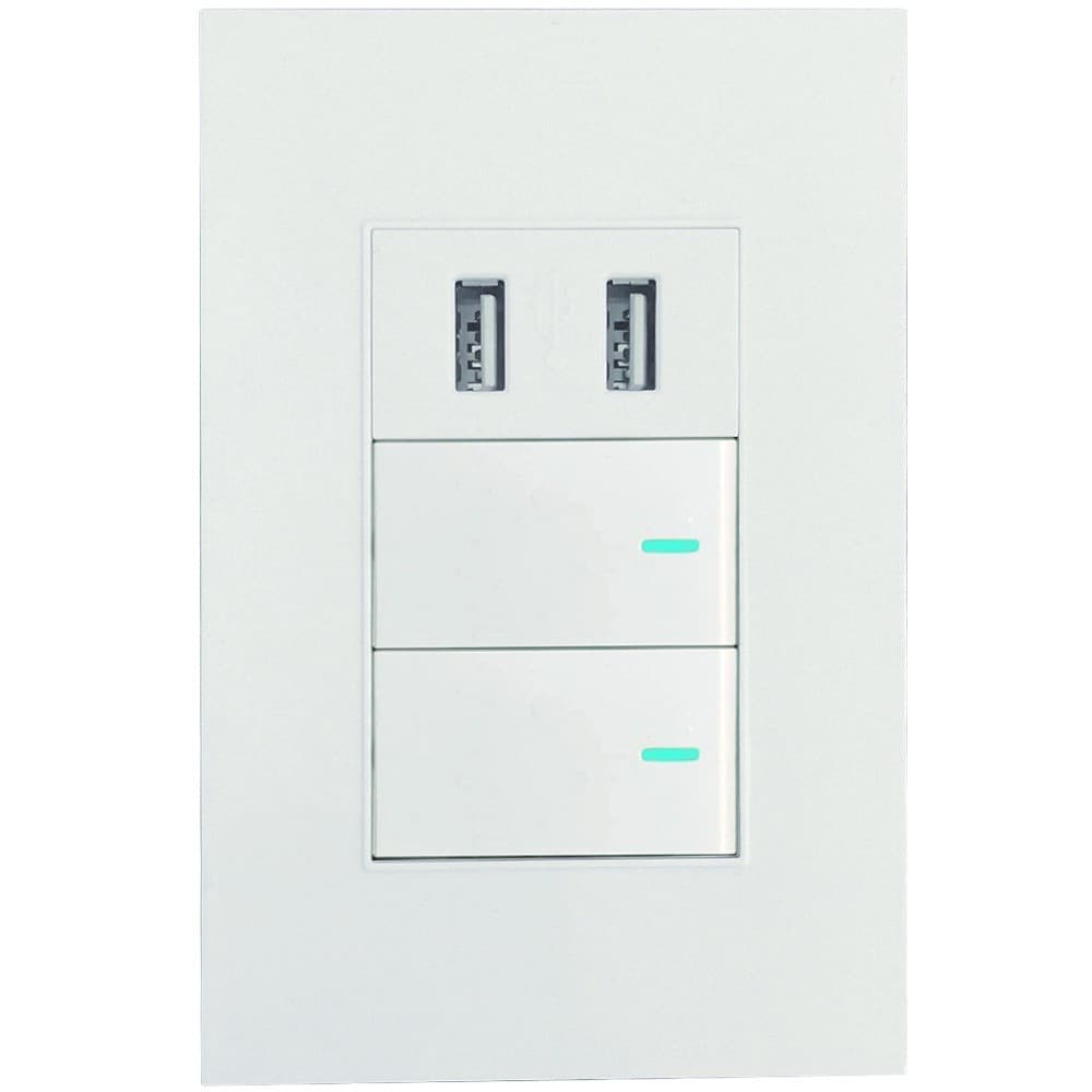 Interruptor Duplo Com 2 Entradas USB De Embutir Parede JWCOM