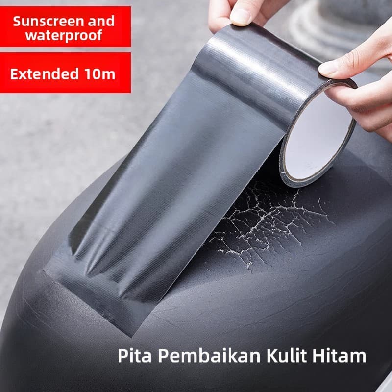 Fita de reparo de couro preto-adequada para assentos de motocicleta, sofás, trens, extremamente pegajosa, fácil instalaç