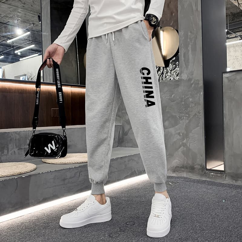 Primavera outono calças masculinas street wear street wear bonito cinza esportes Sweatpants 2022 novo estilo tornozelo-b