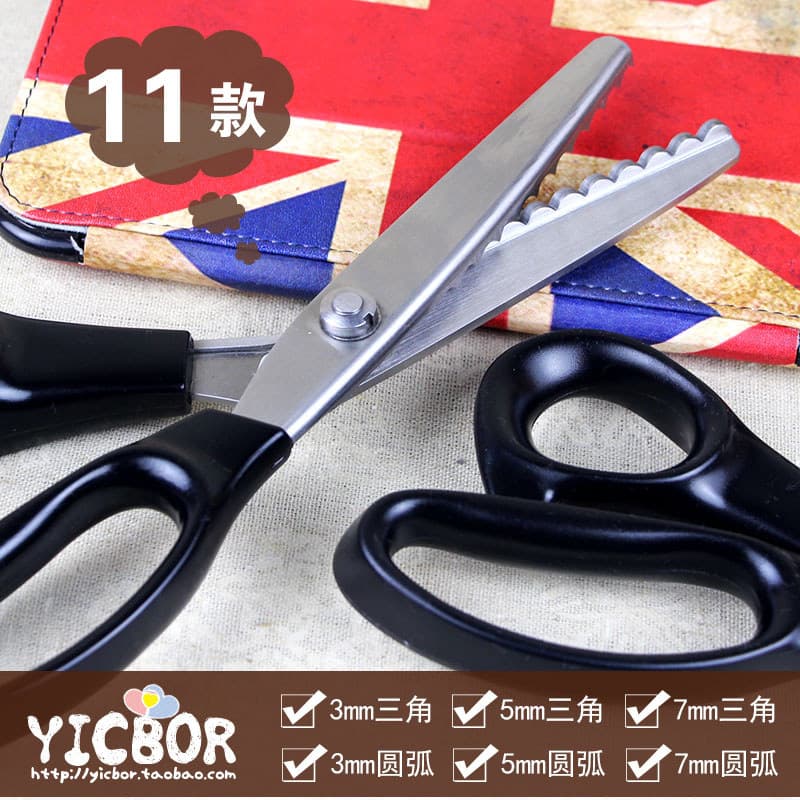 Frete grátis tesoura de dente de serra conjunto de tesouras de renda onda artesanal tesoura diy padrão de renda foto cor