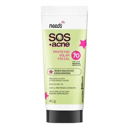 Protetor Solar Facial Needs Sos Acne Fps 70 40g