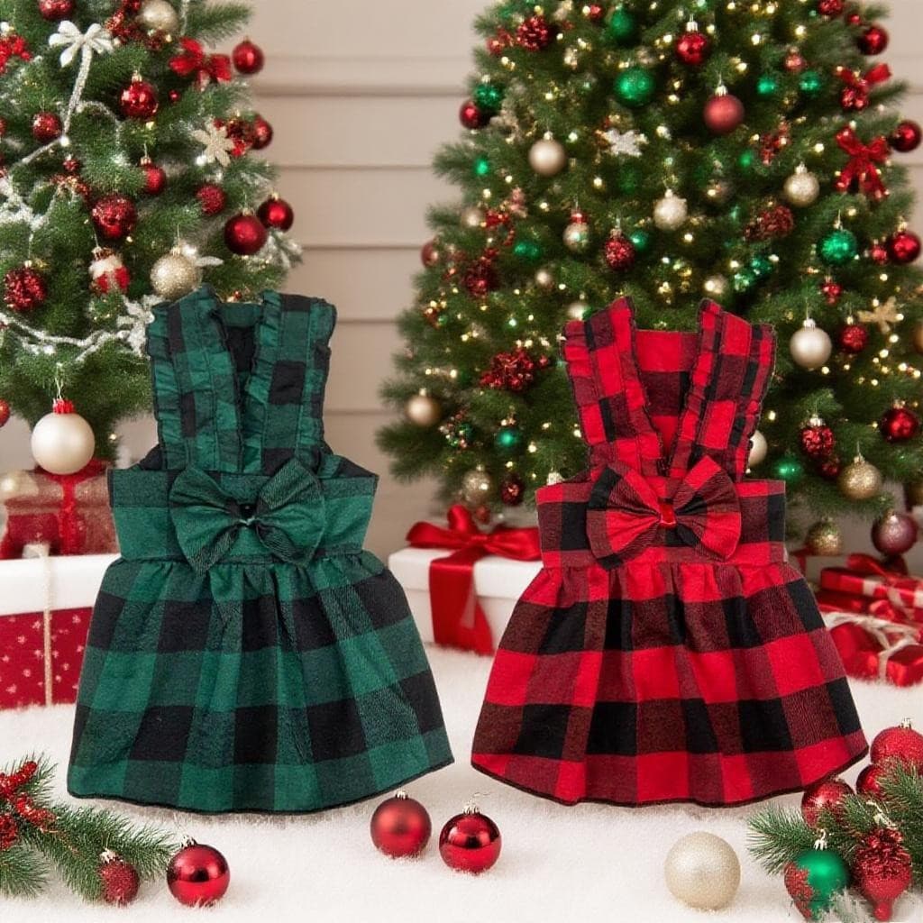 Vestidos De Natal Para Cães Cinta Outono Inverno Roupas Saia Gato Animais De Estimação Cosplay Verificador Pequenos