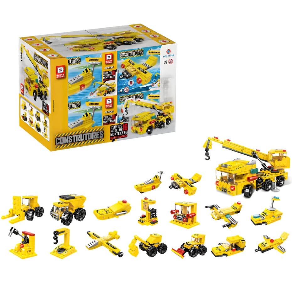 Brinquedo de Montar 2 em 1 Construtores Blocos BlockBrinq Caminhões Brinquedo Educativo Infantil