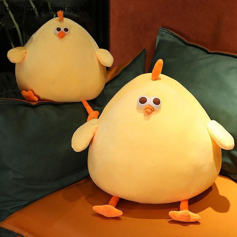 Boneco de Pelúcia Macio em Forma de Galinha Amarela de 25/45cm, Almofada Confortável, Presente