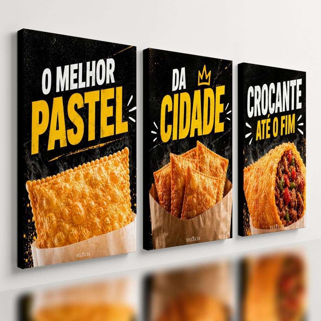 Kit 3 Quadro Decorativo Pastel Lanchonete Pastelaria est3