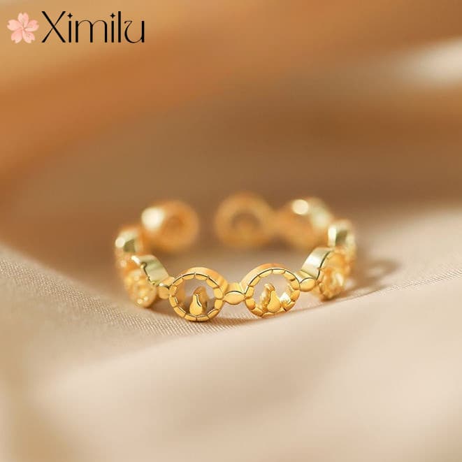 ♥ Único sol Jinshan anel feminino luz luxo High-End nicho oco moda All-Match jóias