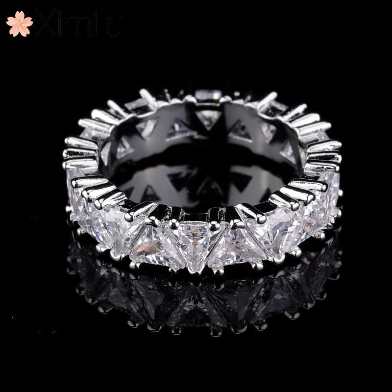 ❤ Clássico de luxo Original círculo completo conjunto completo única fileira triângulo anel feminino presente criativo j