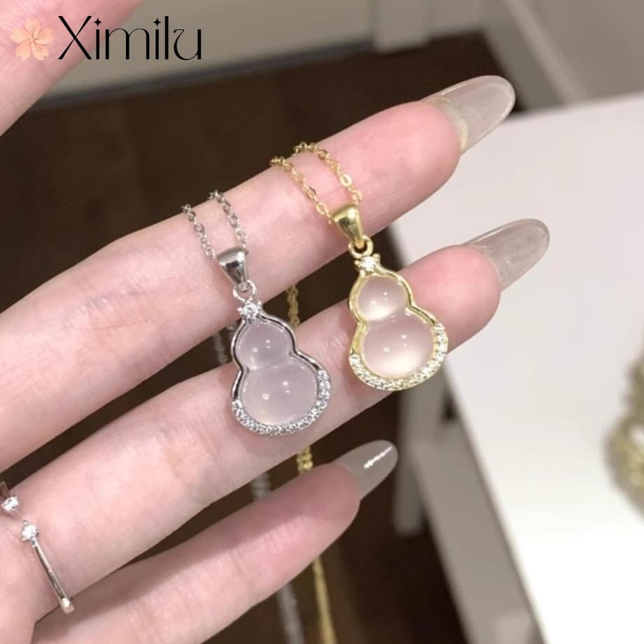 ❤ Clássico Retro duas cores cabaça pingente calcedônia colar feminino novo estilo chinês High-End moda jóias de casament