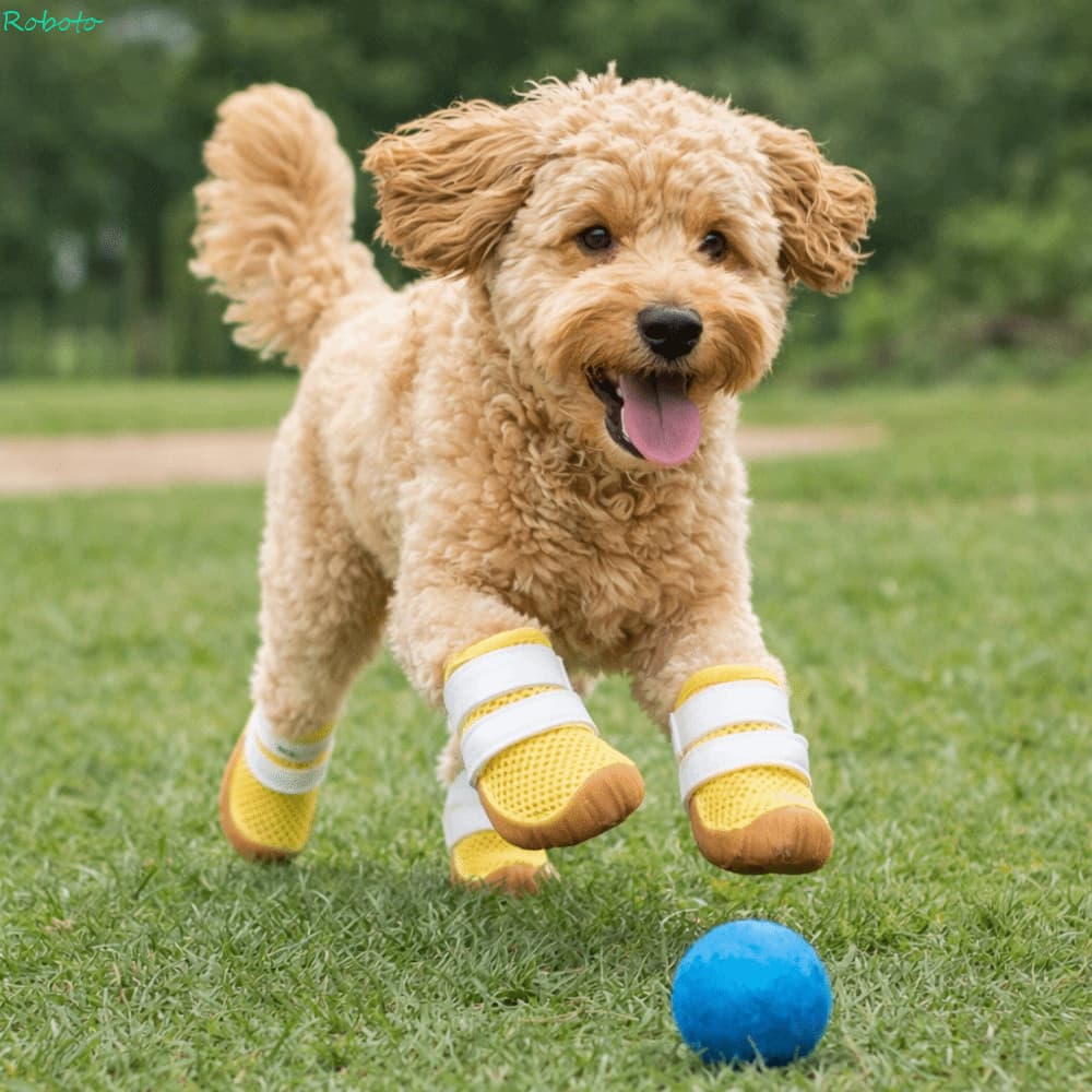 Sapatos De Malha Para Cães DARNELL , Botas Antiderrapantes Ajustáveis Respiráveis , Protetores De Com Sola De Borracha O