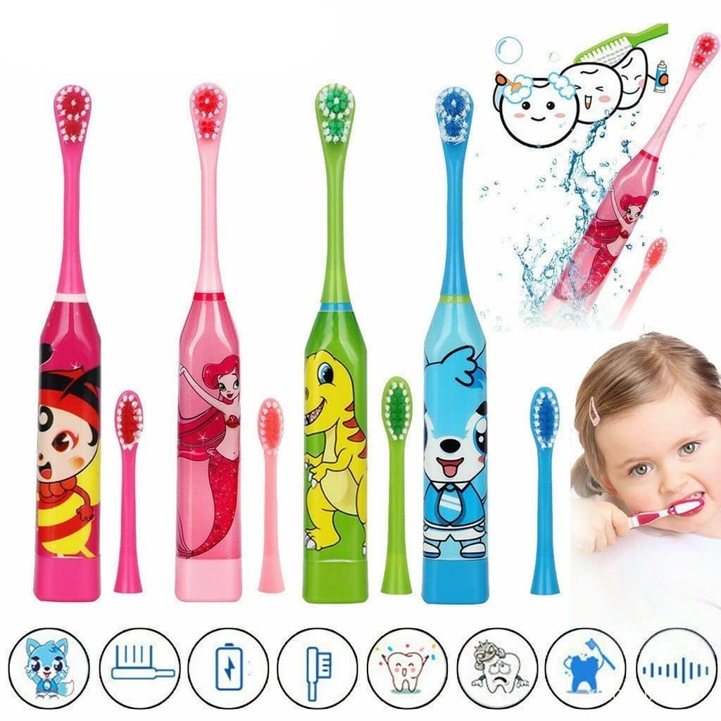 Escova de Dentes Elétrica para Crianças com Dois Cabeçotes Sônicos / Cuidado Oral Totalmente Automático