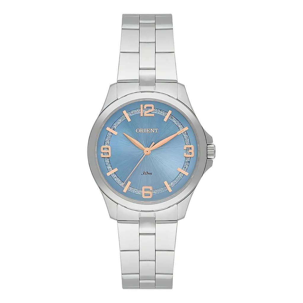 Relógio Orient Feminino Prata Azul Casual Fbss0136 A2sx Prateado Azul