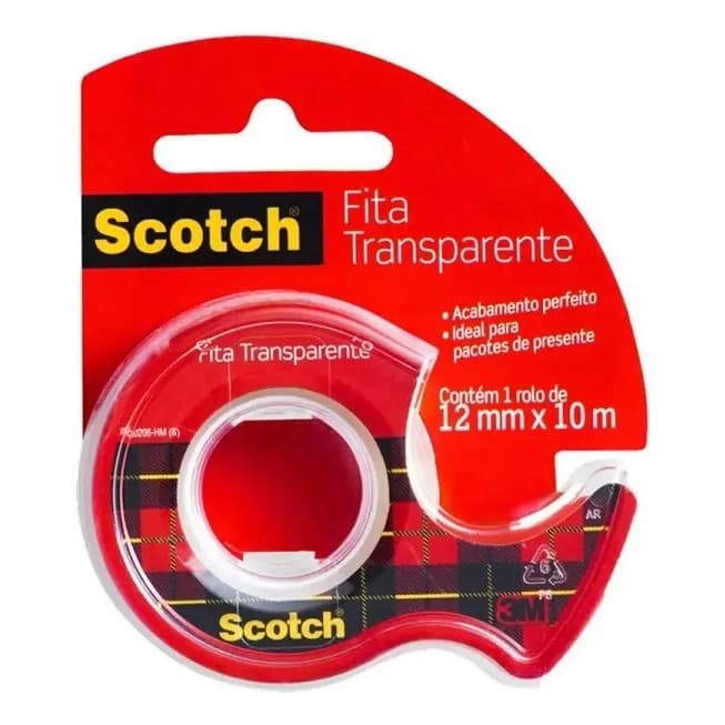 FITA ADESIVA 3M SCOTCH 12MM X 10M COM DISPENSER