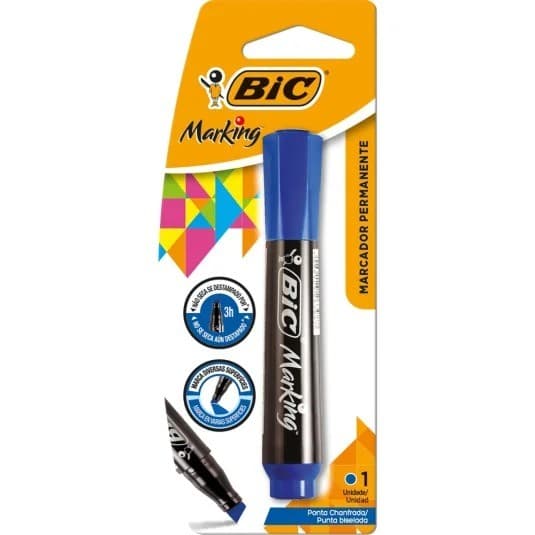PINCEL BIC MARCADOR PERMANTENTE RECARREGÁVEL MARKETING AZUL