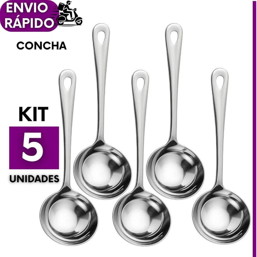 Conchas Concha para Feijão 5 ou 3 Un Aço Inox Premium Utensílio Cozinha Restaurante Buffet