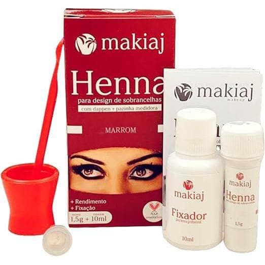 KIT HENNA DE SOBRANCELHA +FIXADOR MARROM MAKIAJ