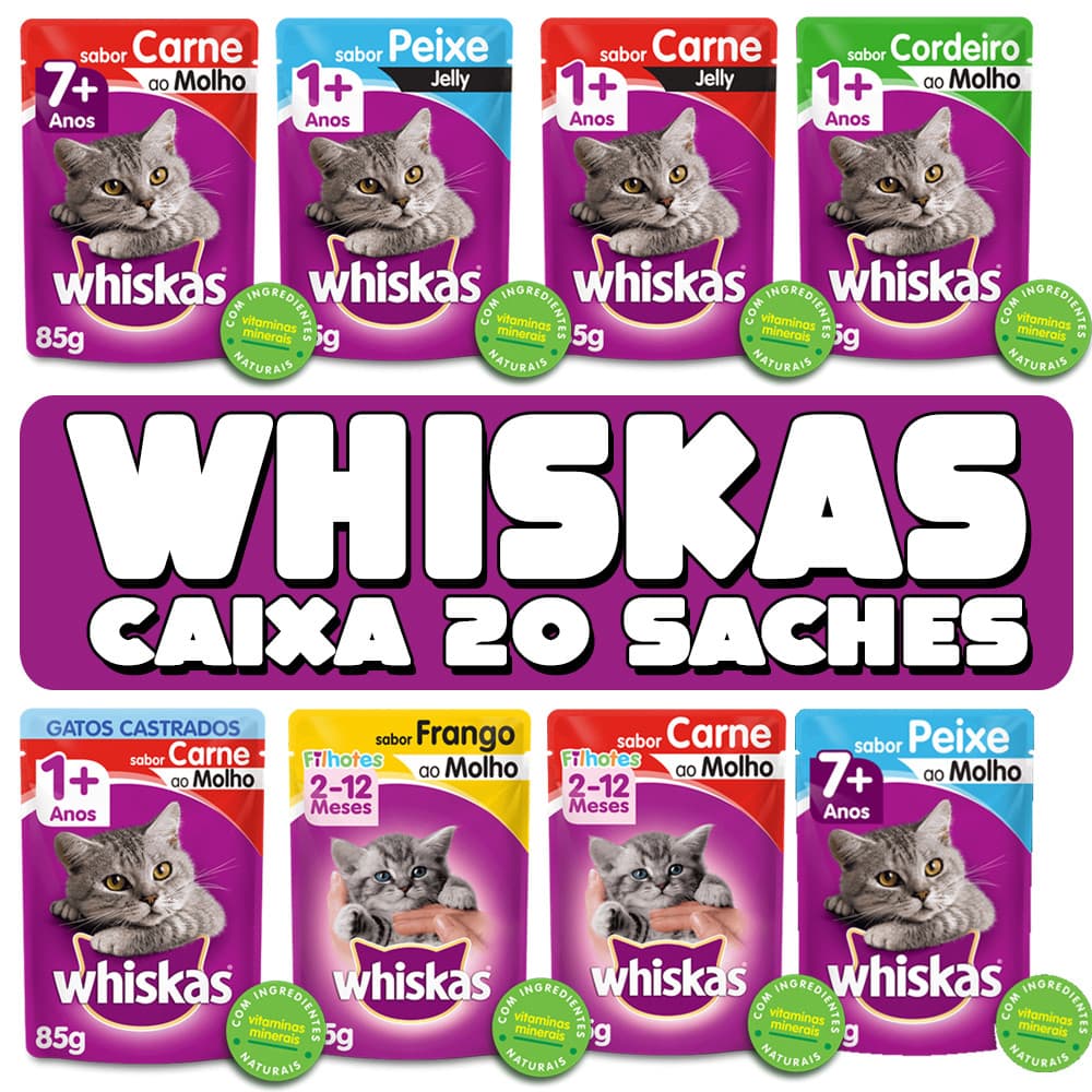 Caixa Sache Whiskas Ração Umida Para Gatos - 20 saches