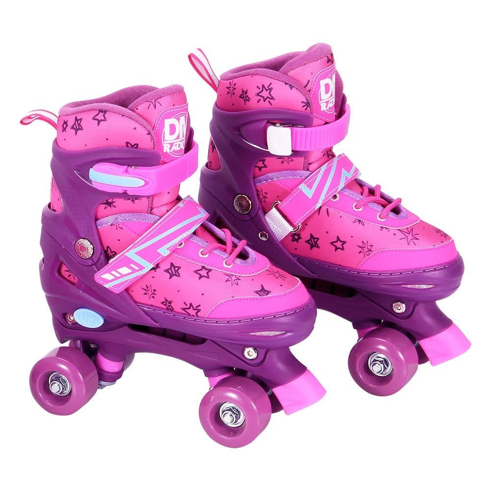 Patins Roller Ajustável Rosa P C/ Cadarço e Acessórios DM Toys DMR6547