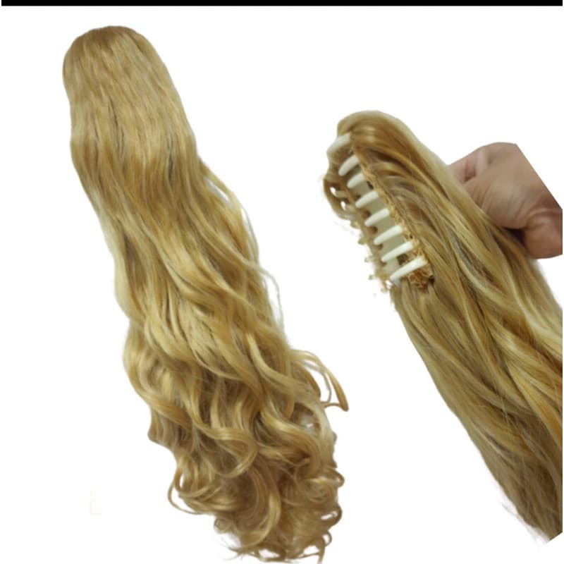 Aplique rabo de cavalo com piranha/presilha fibra orgânica parecida com cabelo humano