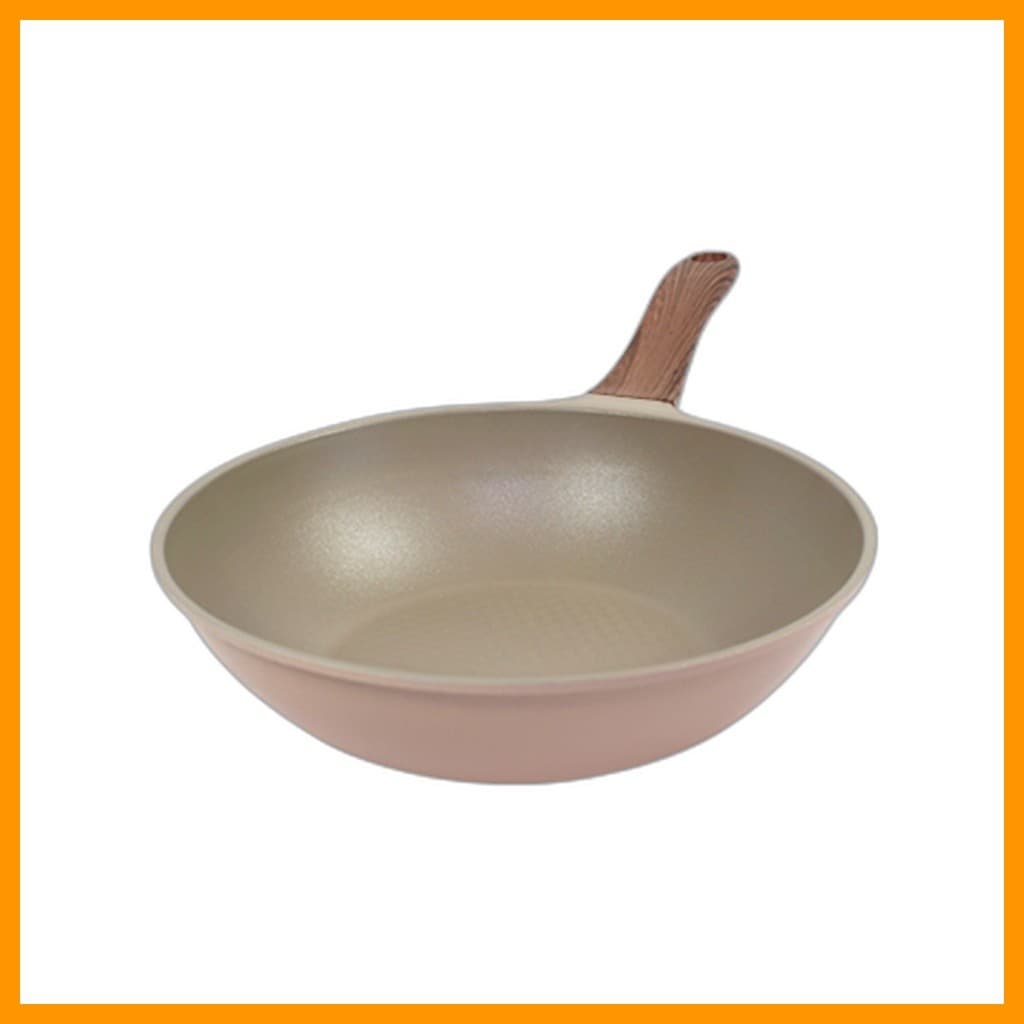 [Arte De Cozinha] Panela Wok Bon Wood Pastel Pink Diamond , 24 Cm , 1 Unidade/Coreana/Rosa/100 % Genuína Por hitandj